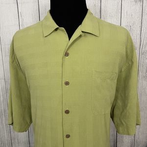 Tommy Bahama Men's XXL Lime Green 100% Silk Glen Check Button-Front Shirt